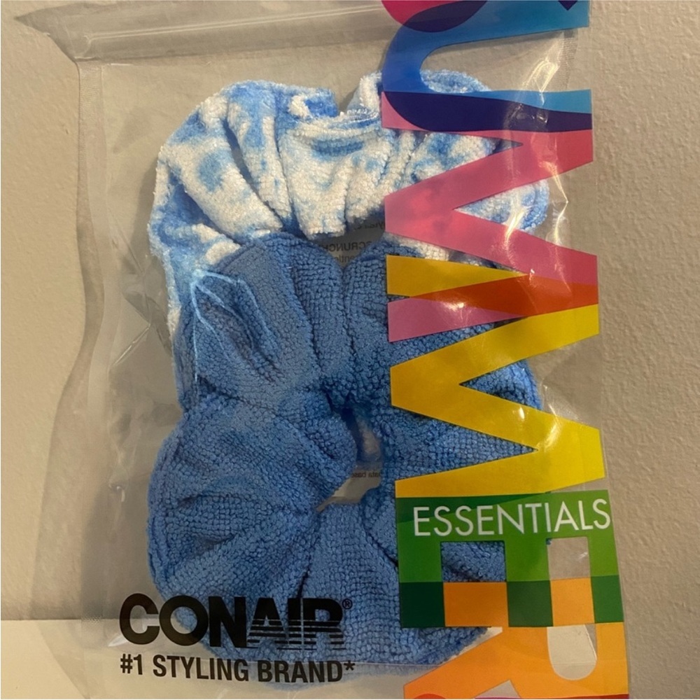 Conair‎ Microfiber Towel Scrunchies Blue Tie-Dye Hair Accessories